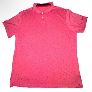 Nike Polo Shirt Mens XXL Red Dri-FIT Standard Fit Golf Stretch Micro Floral